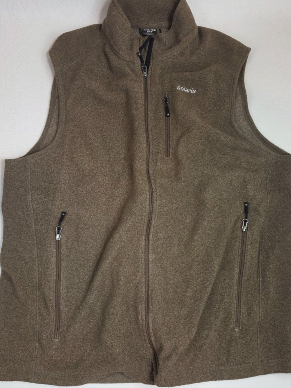 Solaris Fleece Vest Mens 2XT Brown Full Zip Sleeveless Jacket Big Tall Outdoors